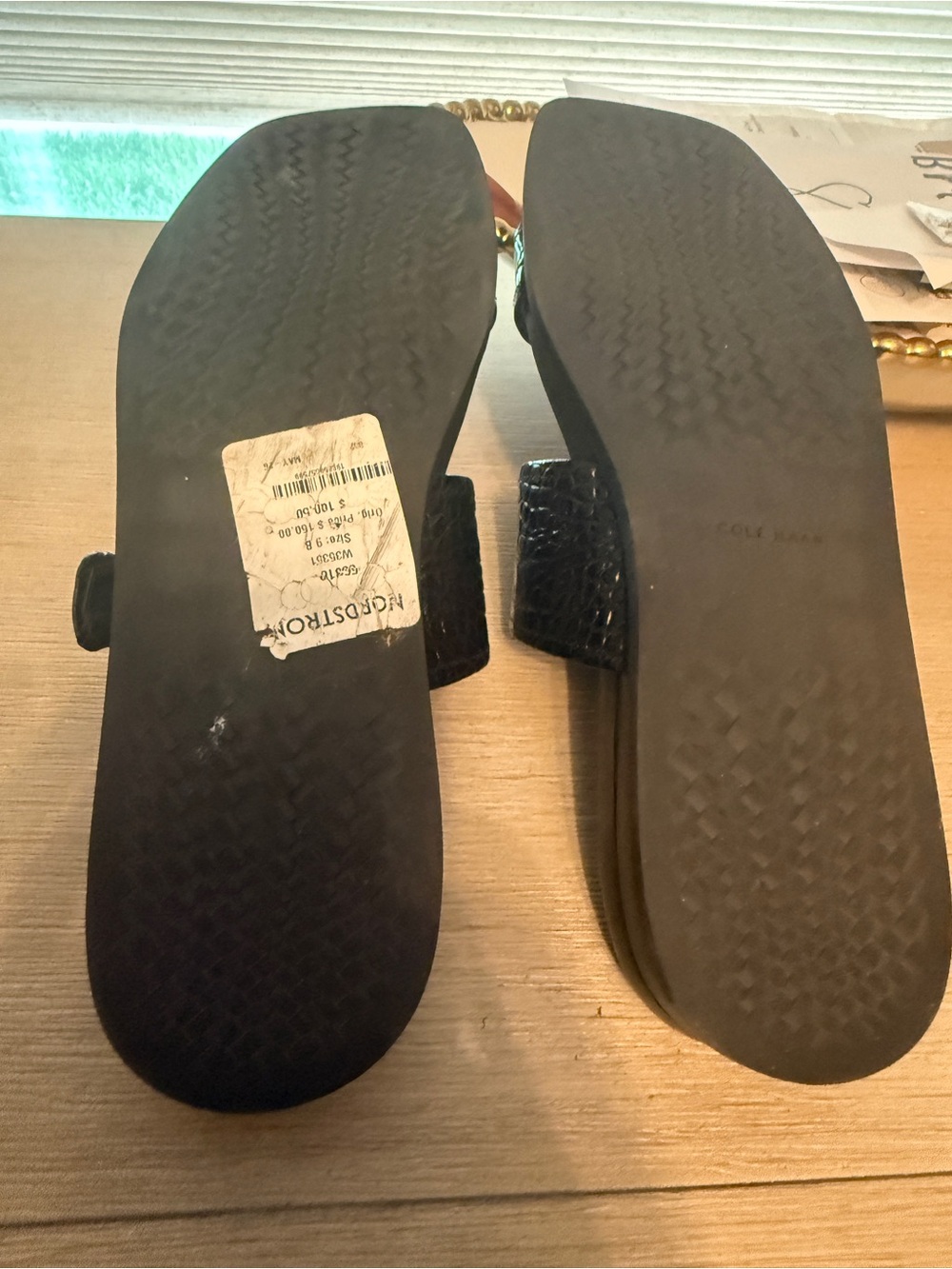 Cole Haan Oaklynn Wedge Sandal Croc-Embossed with Gold Buckle - Picture 9 of 9